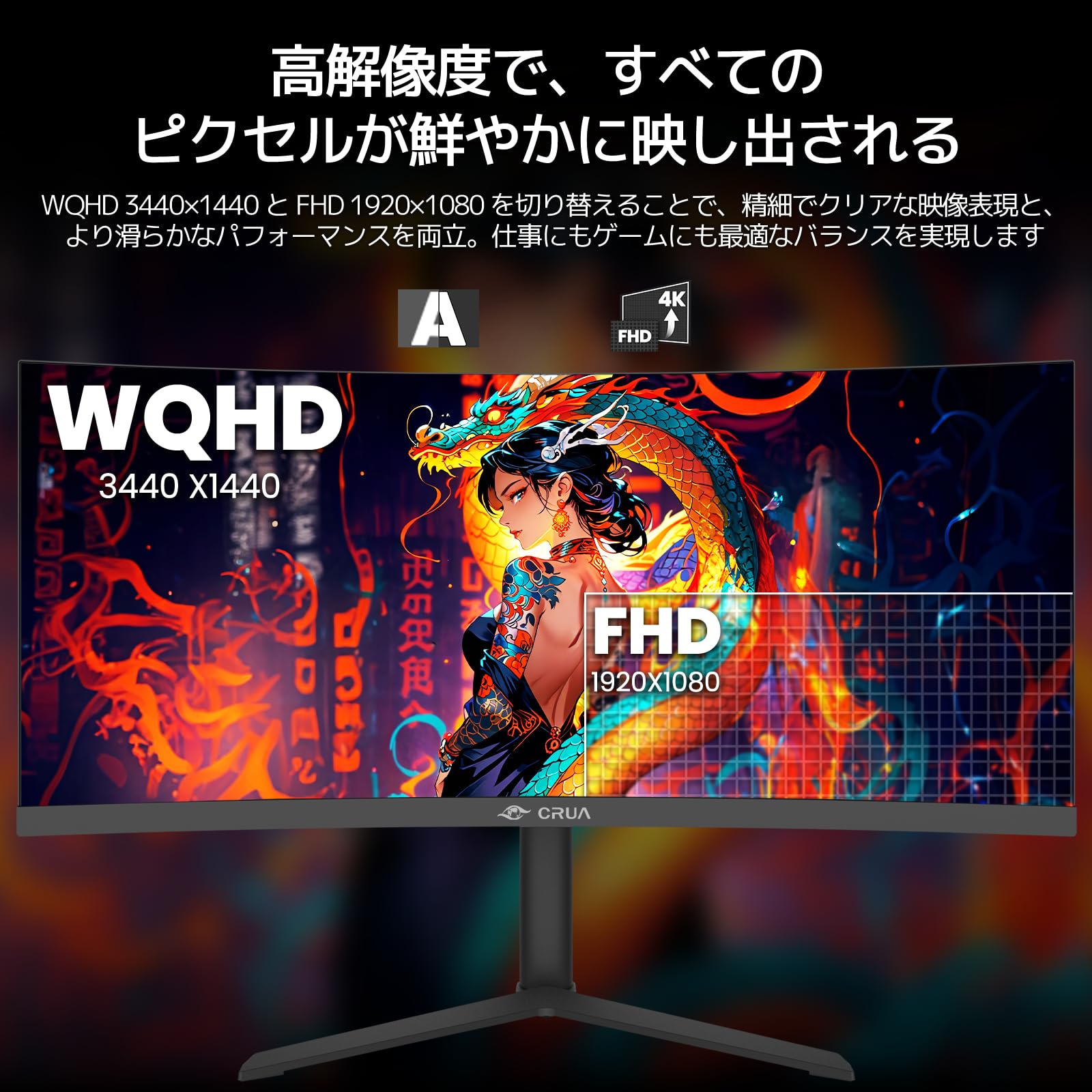 Amazon.co.jp: CRUA ゲーミングモニター 34インチ ウルトラワイド